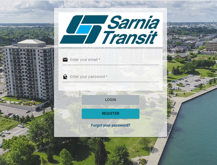 home page for transitfare registration
