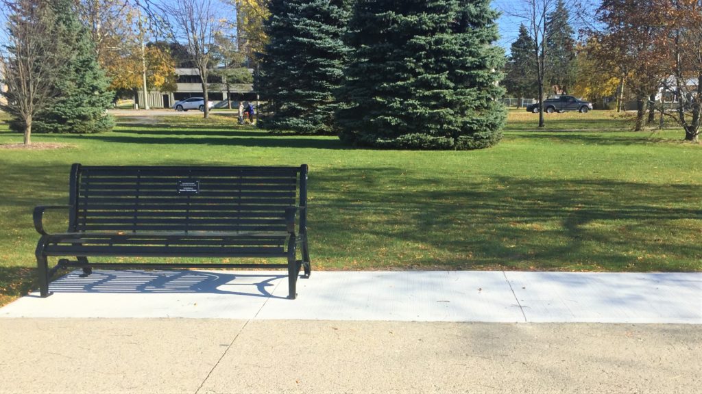Photo of waterfront bench.