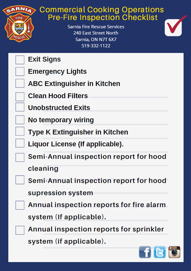 Commercial Cooking Checklist