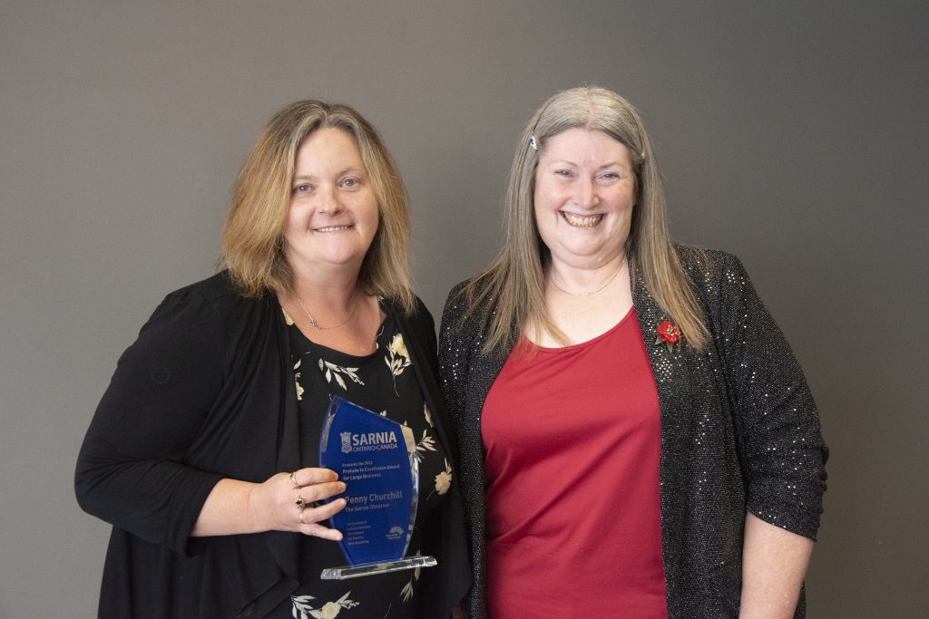 Penny Churchill of the Sarnia Observer and SAAC member Joan Murchison.