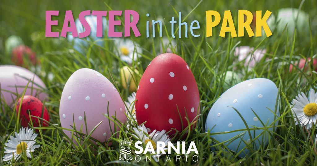Three painted Easter Eggs in the grass