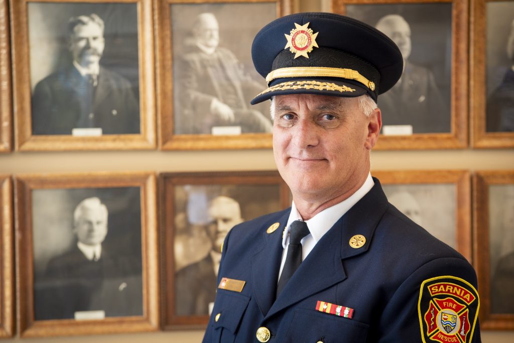 Fire Chief Bryan Van Gaver in a fire dress uniform.