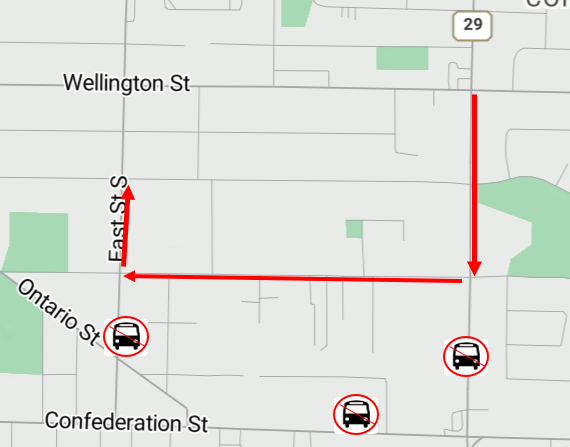 Map of the current detour Route 16