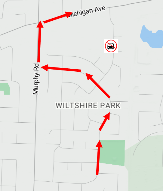 map of detour for route 5